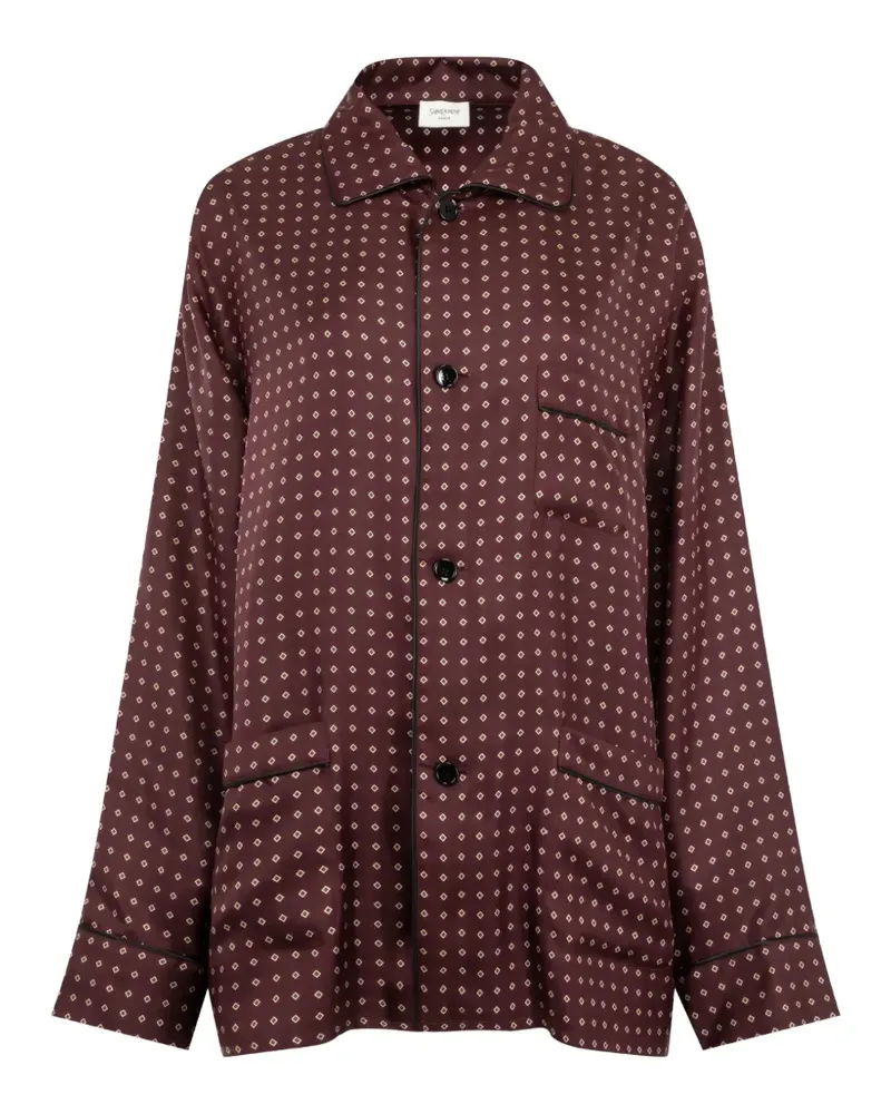Saint Laurent Pyjama-Oberteil aus Seide - Rot Rot