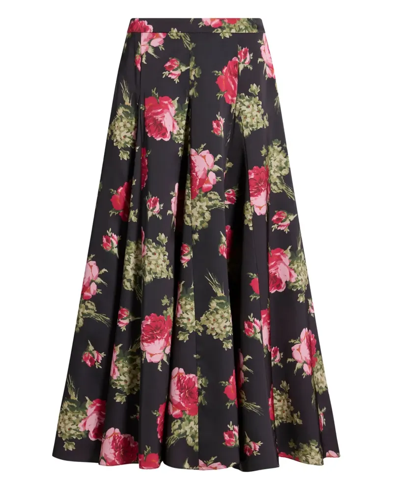 Cinq à Sept Hilda Midirock mit barocken Rosen - Schwarz Schwarz
