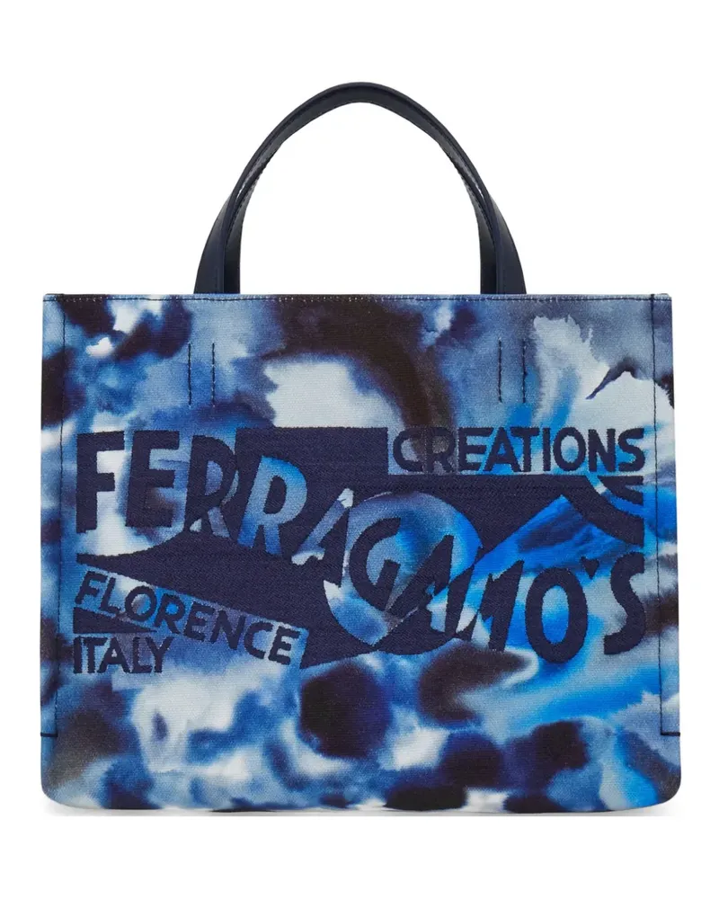 Ferragamo Carnation print tote bag (M) - Blau Blau