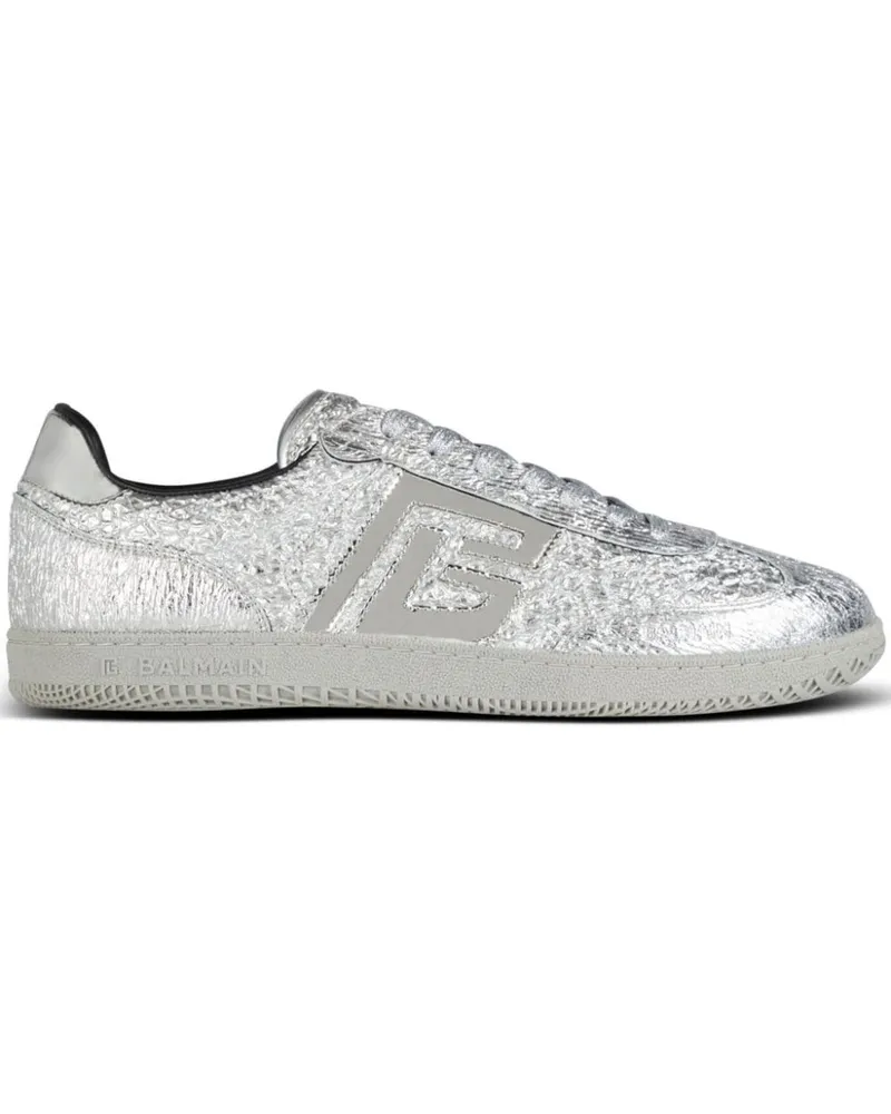 Balmain Swan Sneakers aus Metallic-Leder - Silber Silber