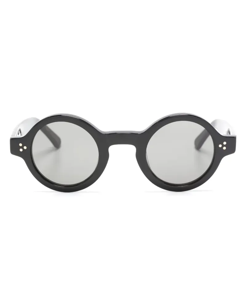 Lesca Sonnenbrille mit rundem Gestell - Schwarz Schwarz