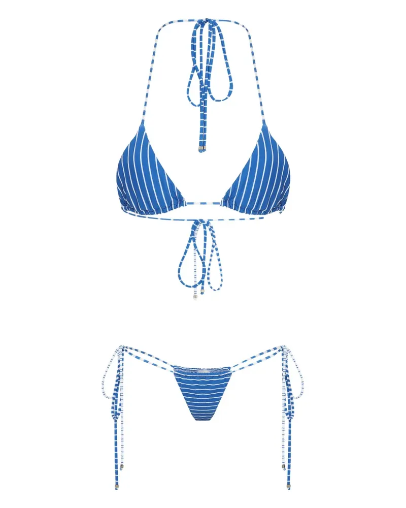 Amir Slama Gestreifter Bikini - Blau Blau