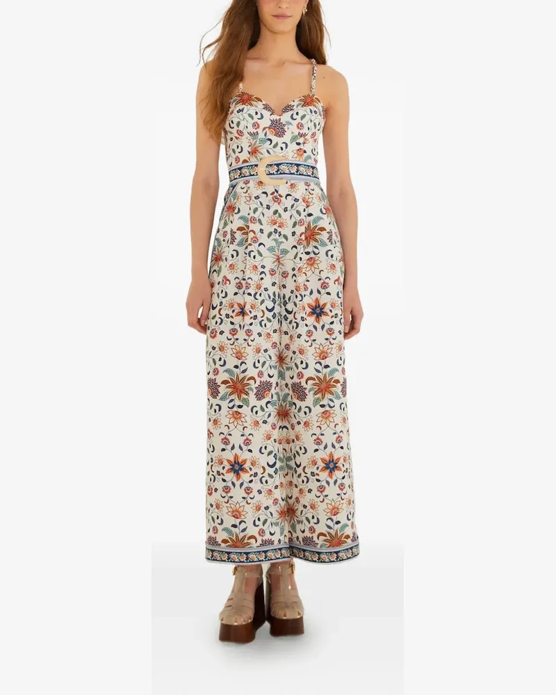 FARM Rio Kleid mit Blumengürtel - Nude Nude