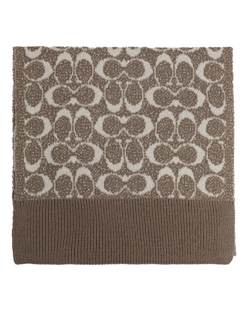 Coach logo-pattern scarf - Braun Braun