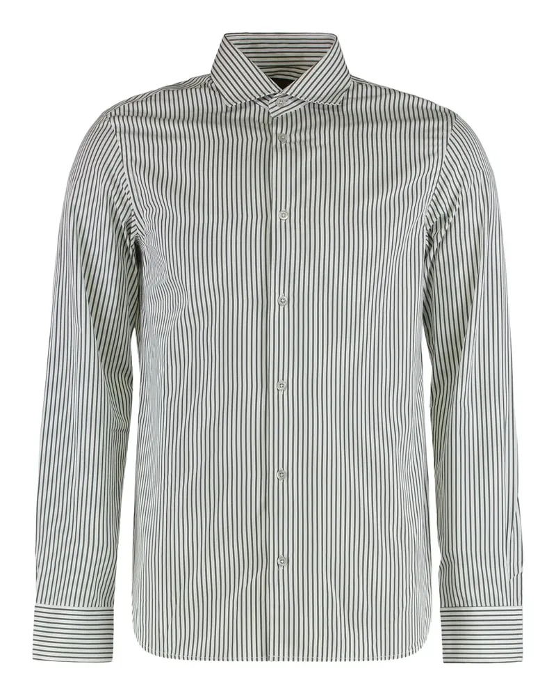MOORER Sorrento-RW striped shirt - Weiß Weiß