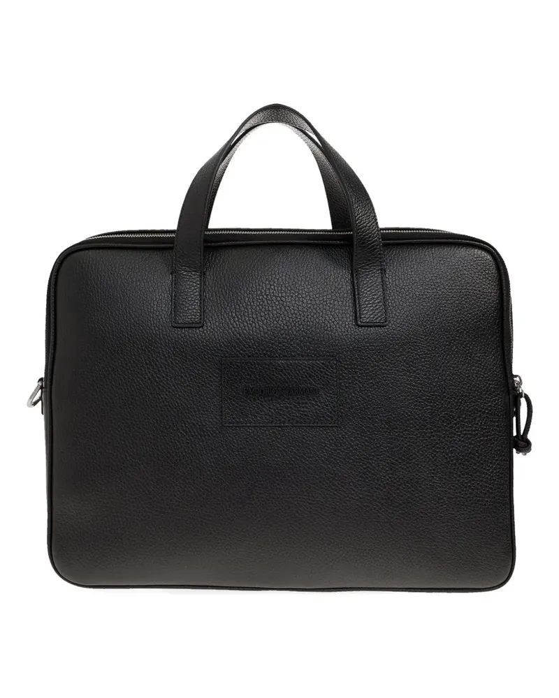 Emporio Armani embossed bovine leather briefcase - Schwarz Schwarz
