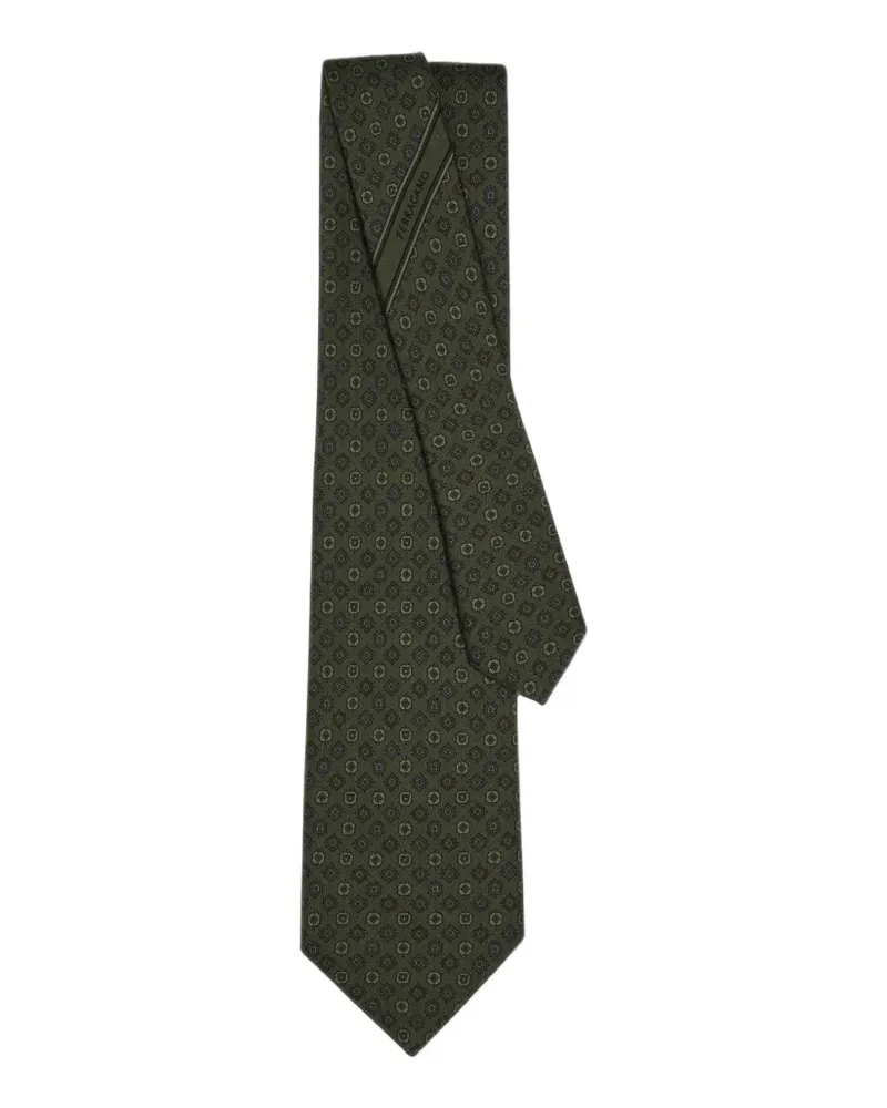 Ferragamo Seidenkrawatte mit Mikro-Muster - Grün Grün