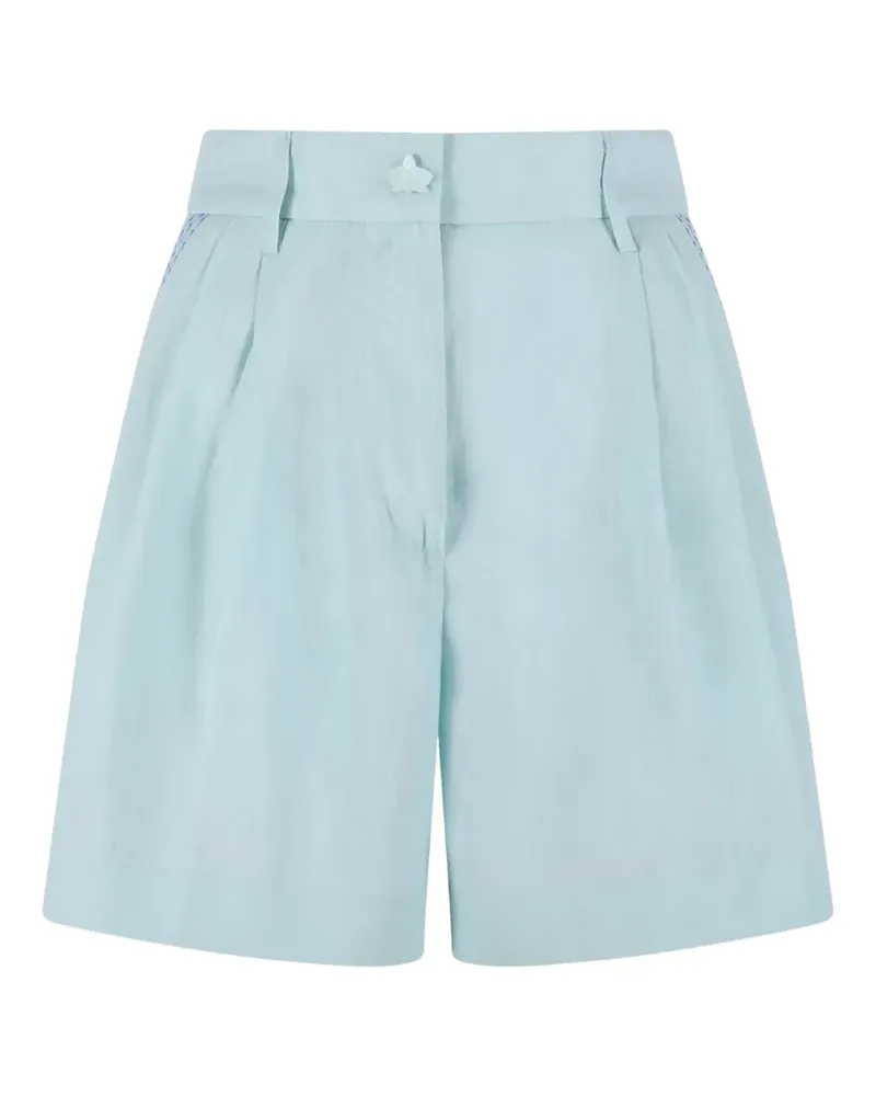Genny embroidered pleated shorts - Blau Blau