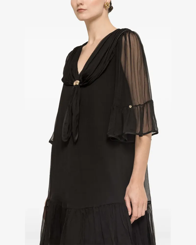 NISSA silk midi dress - Schwarz Schwarz