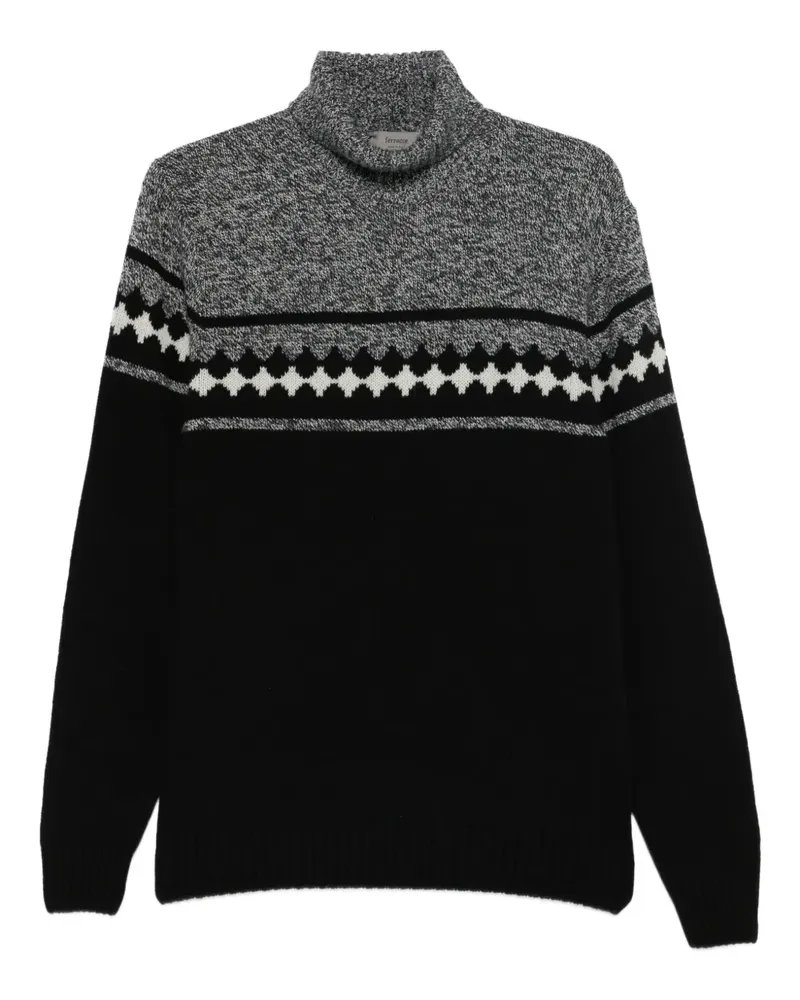 Ferrante Gemusterter Rollkragenpullover - Schwarz Schwarz
