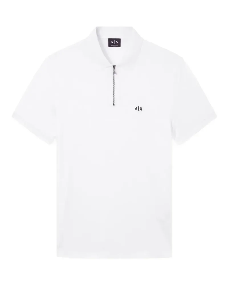 Armani Exchange logo-embroidered zip-fastening polo shirt - Weiß Weiß