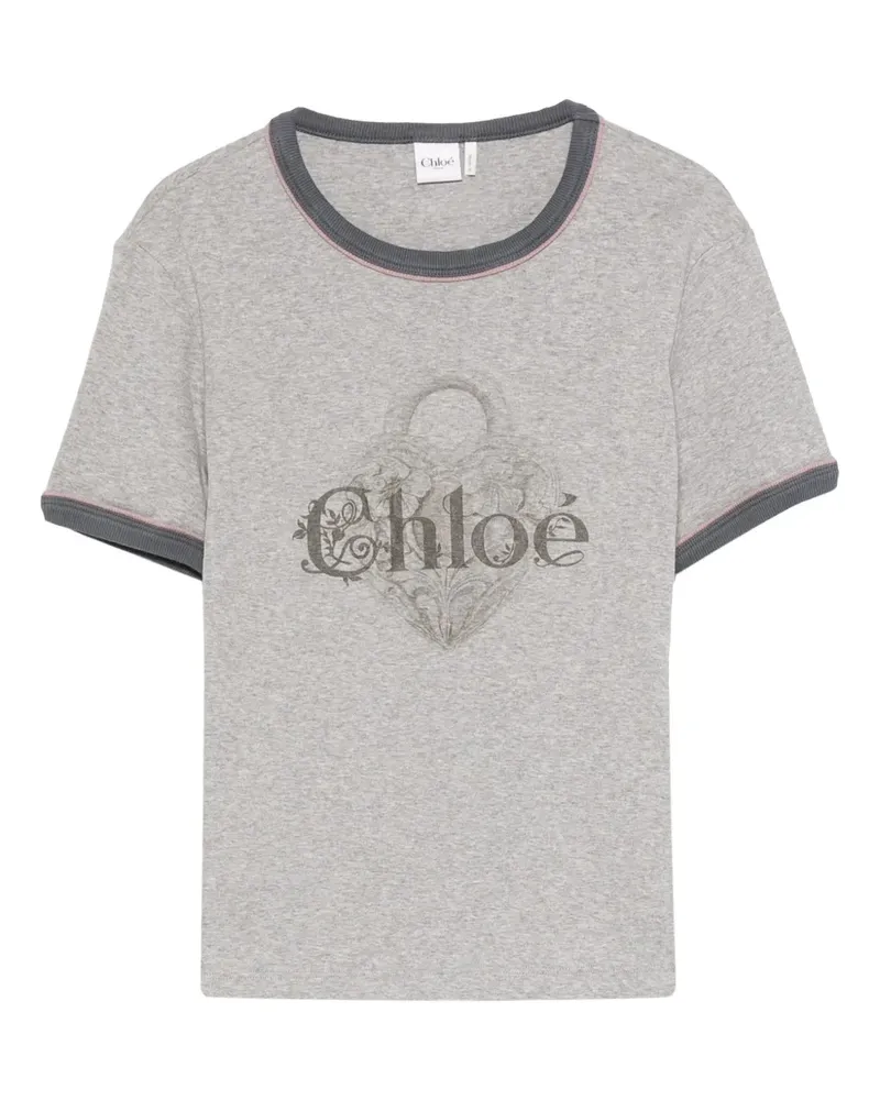 Chloé T-Shirt mit Logo - Grau Grau