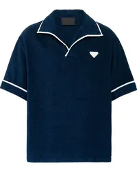 Prada Frottee-Poloshirt mit Logo-Schild Blau