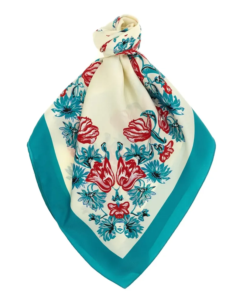 Pinko logo floral-print scarf - Nude Nude