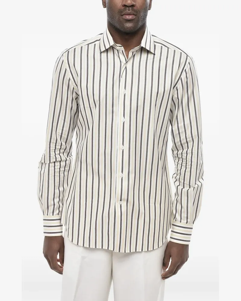 Corneliani Gestreiftes Hemd - Weiß Weiß