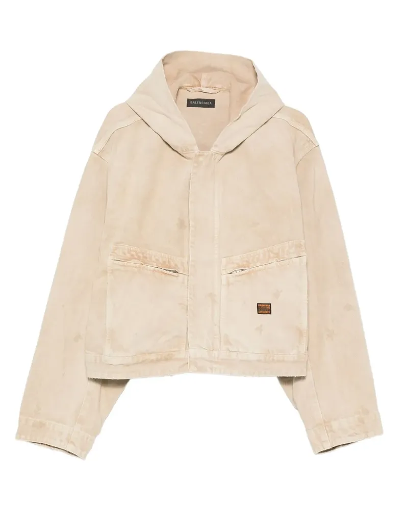 Balenciaga Jeansjacke mit Kapuze - Nude Nude