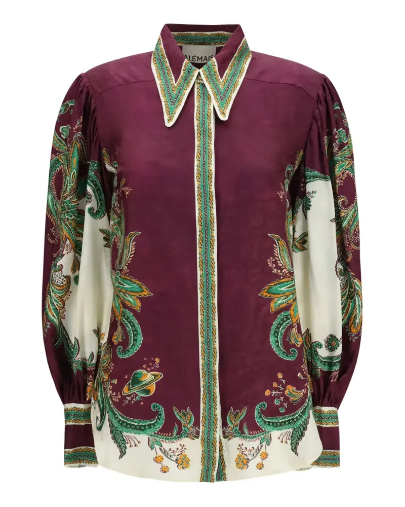 ALEMAIS Ruthie balloon-sleeve silk-blend shirt - Violett Violett