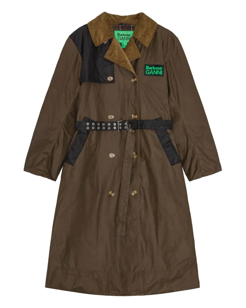 Ganni x Barbour Mantel mit Gürtel - Braun Braun