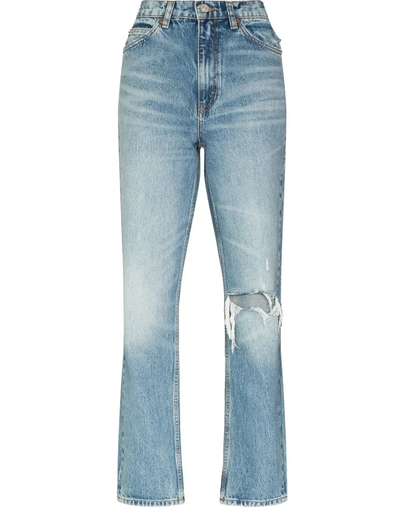 RE/DONE Gerade Jeans im Distressed-Look - Blau Blau