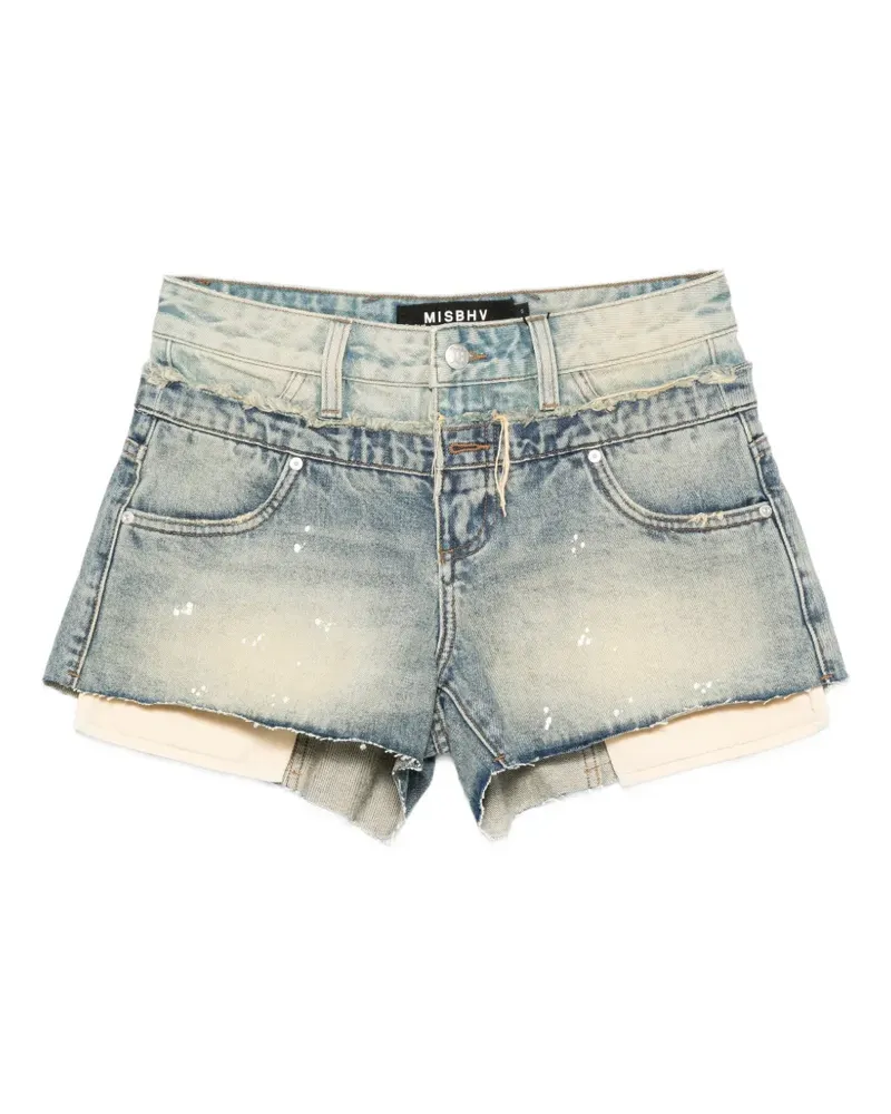 MISBHV Ausgefranste Jeans-Shorts - Blau Blau