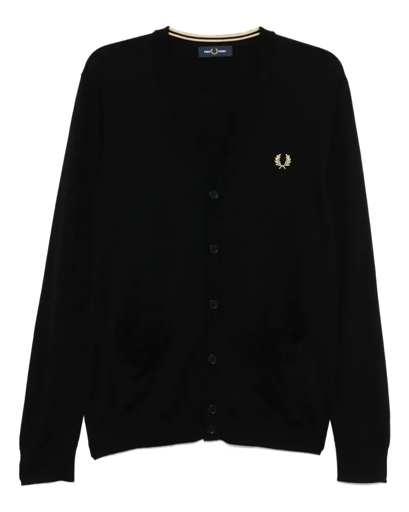 Fred Perry Cardigan mit Logo-Stickerei - Schwarz Schwarz