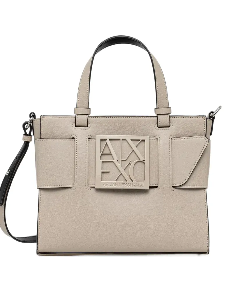 Armani Exchange logo-plaque tote bag - Nude Nude