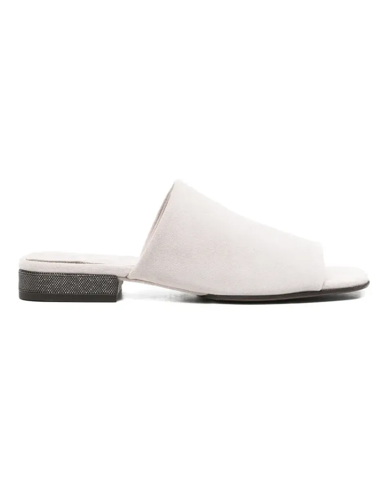 Brunello Cucinelli embellished suede sandals - Nude Nude