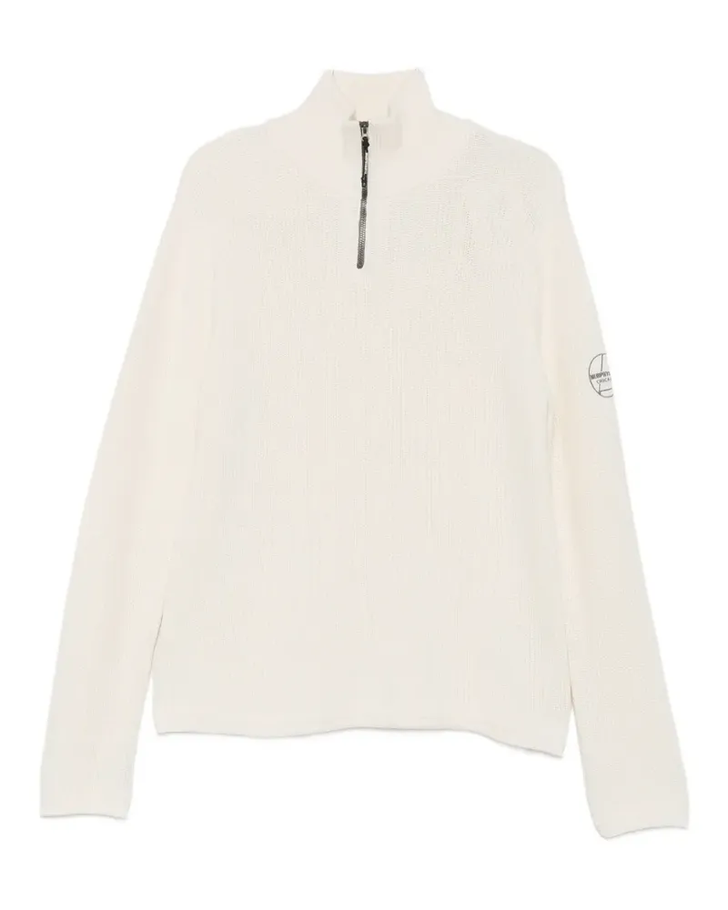 Murphy & Nye Fender ribbed-knit quarter-zip sweater - Nude Nude