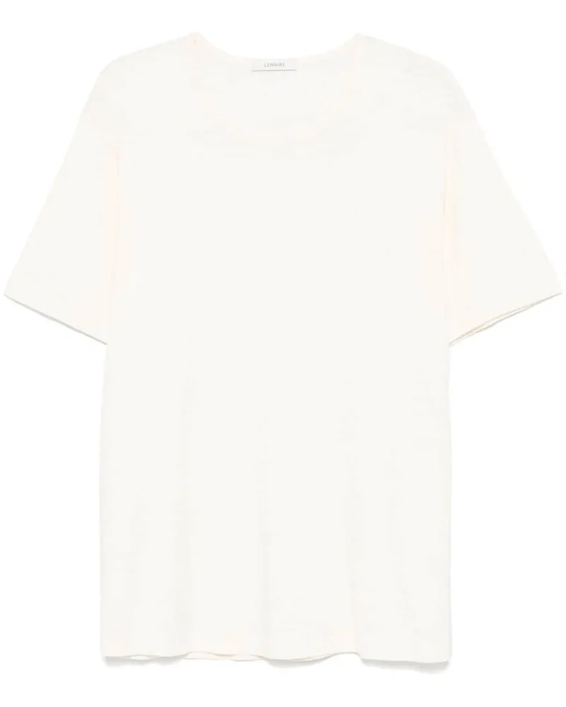 Christophe Lemaire Geripptes T-Shirt mit U-Ausschnitt - Nude Nude