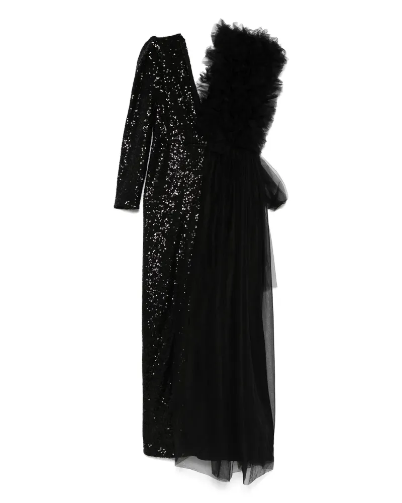 ALCHEMY x Lia Aram Abendkleid mit Rüschendetail - Schwarz Schwarz