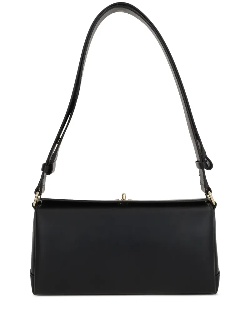 PLAN C Schultertasche mit Klappe - Schwarz Schwarz