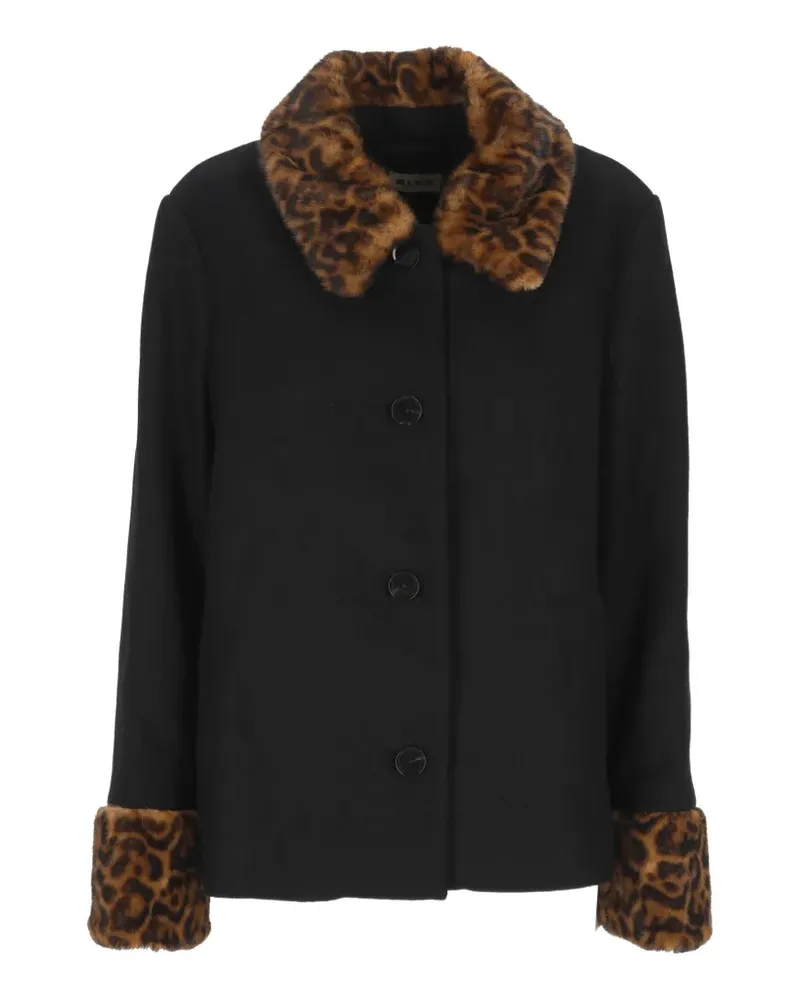 RIXO Aldith Jacke mit Leopardendetail - Schwarz Schwarz