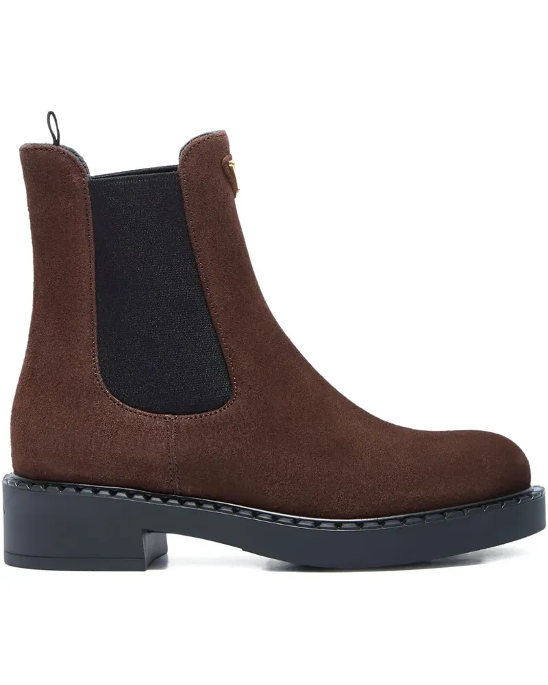 Prada Chelsea-Boots mit Logo-Schild - Braun Braun