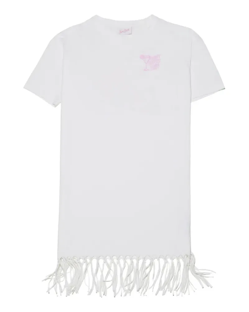 MC2 Saint Barth graphic-print fringe-trimmed mini dress - Weiß Weiß