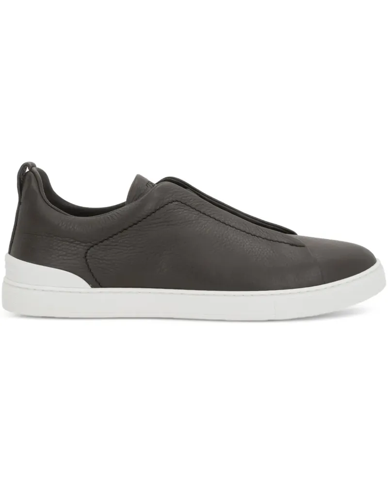 Ermenegildo Zegna Slip-On-Sneakers aus strukturiertem Leder - Braun Braun