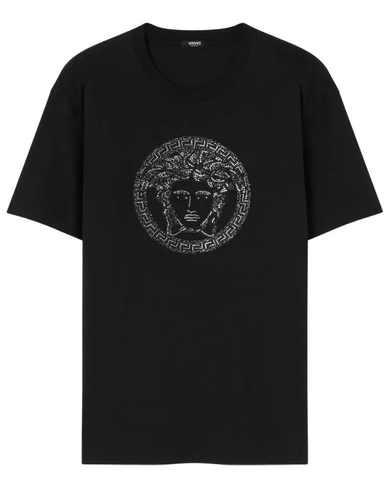 Versace T-Shirt mit Medusa-Applikation - Schwarz Schwarz