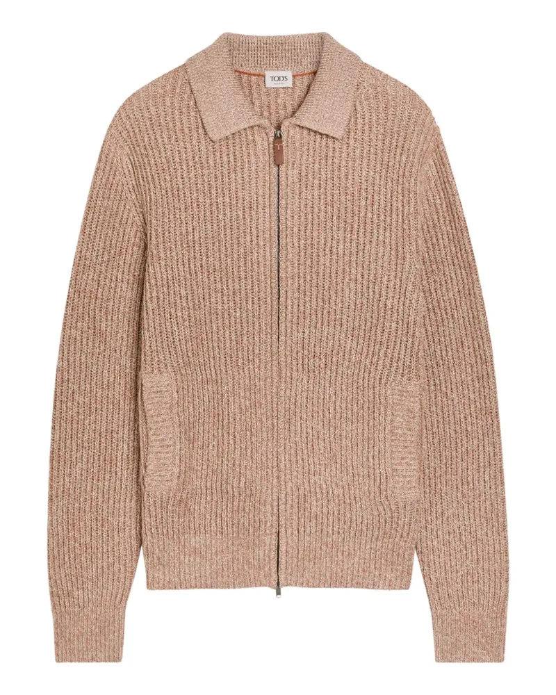 TOD'S ribbed-knit zip-up cardigan - Rosa Rosa