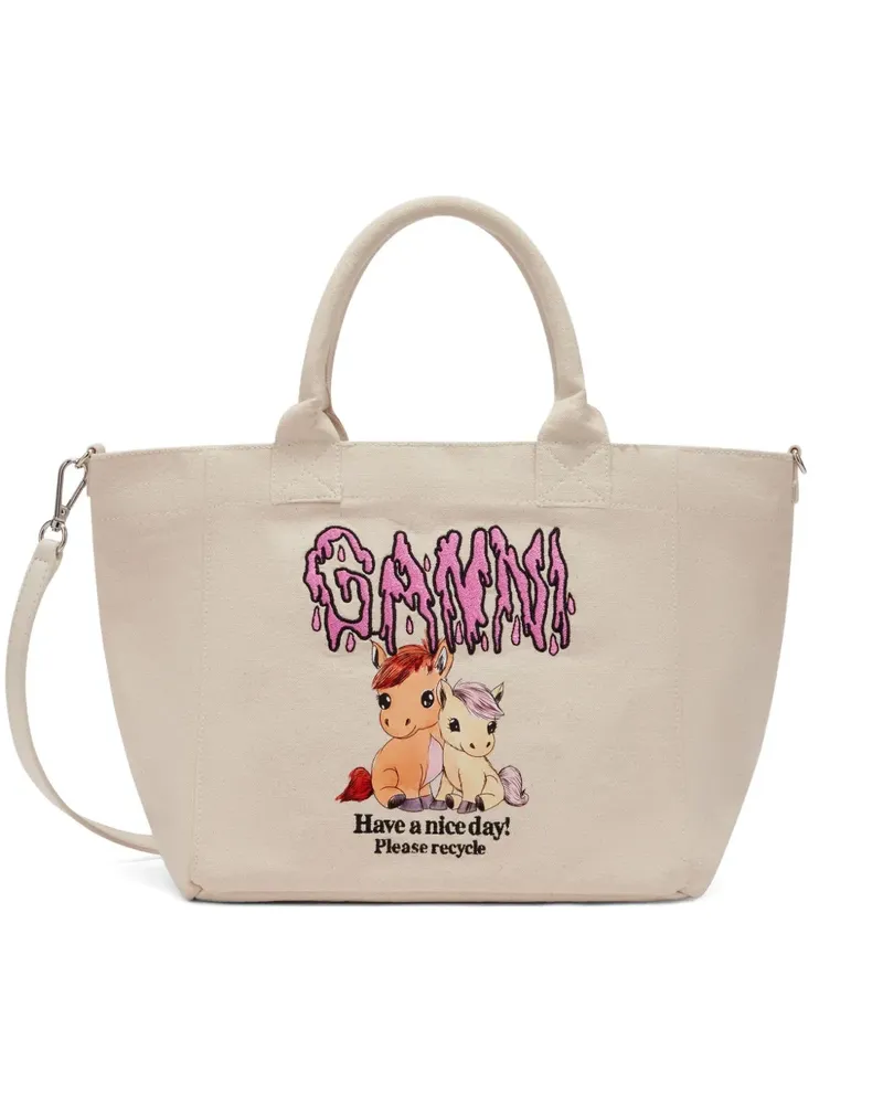 Ganni Shopper mit Print - Nude Nude