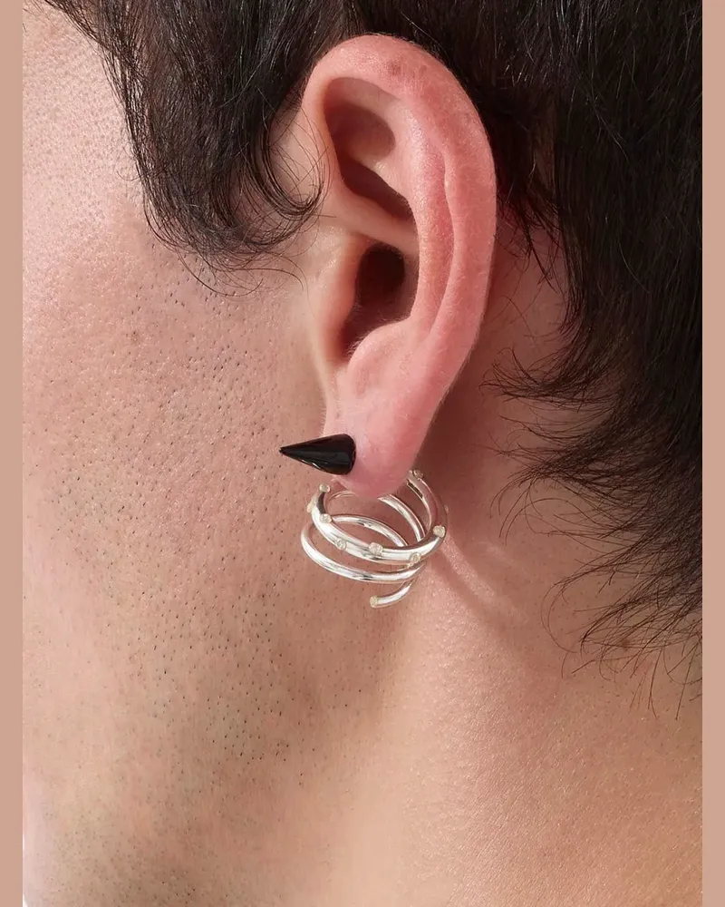 SUNNEI Kleiner Spiral-Ohrring mit Schmucksteinen - Silber Silber