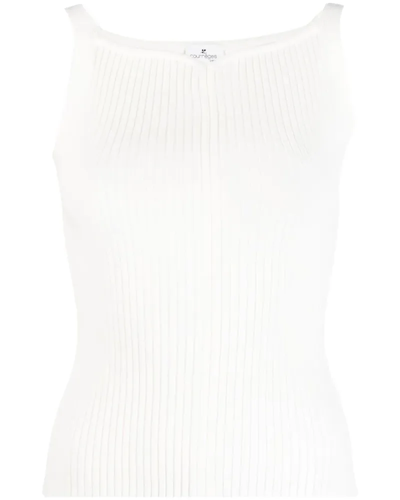 Courrèges Geripptes Stricktop - Weiß Weiß
