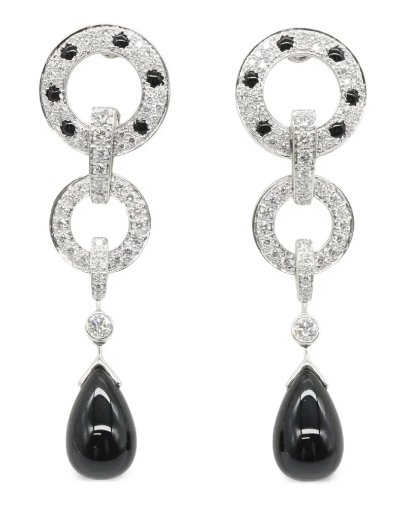 Cartier 2010s Panthère Ohrringe mit Diamant und Onyx - Silber Silber