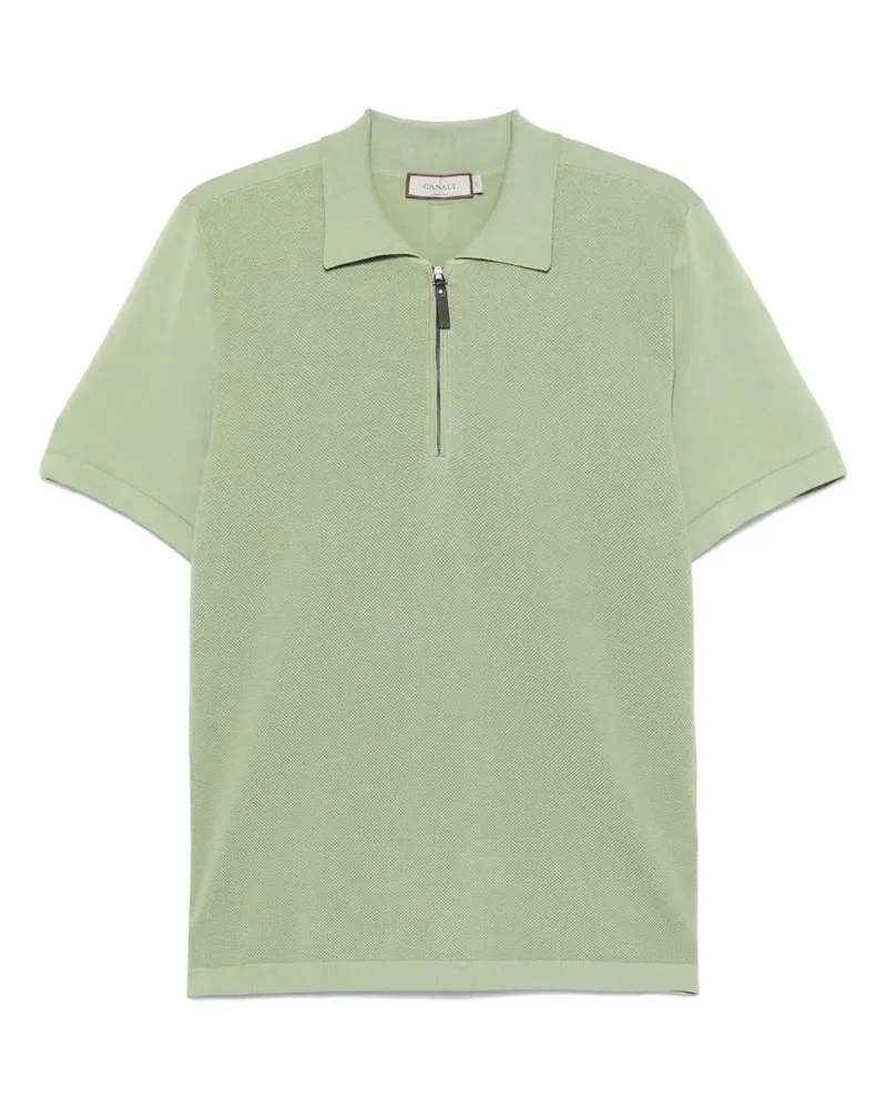 Canali Poloshirt mit Reißverschluss - Grün Grün