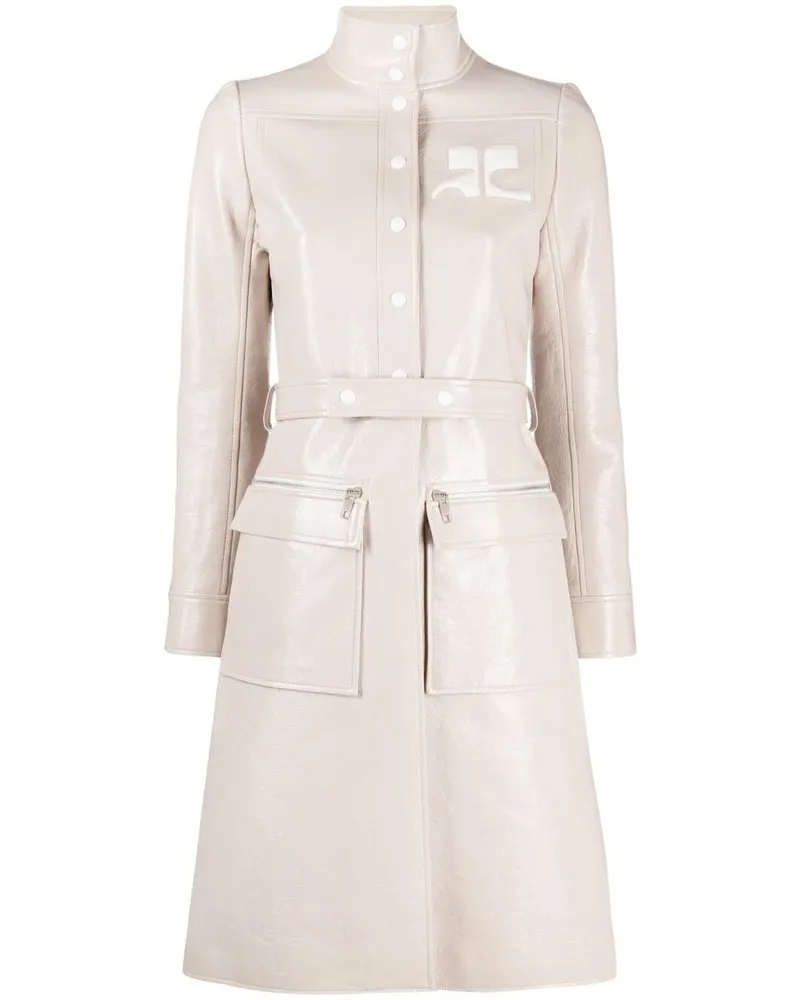 Courrèges Vinyl-Trenchcoat mit Logo-Applikation - Nude Nude
