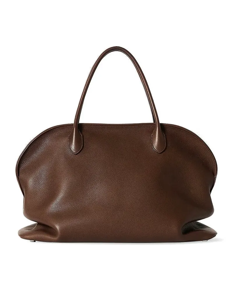 The Row Agnes 15 grained leather tote bag - Braun Braun