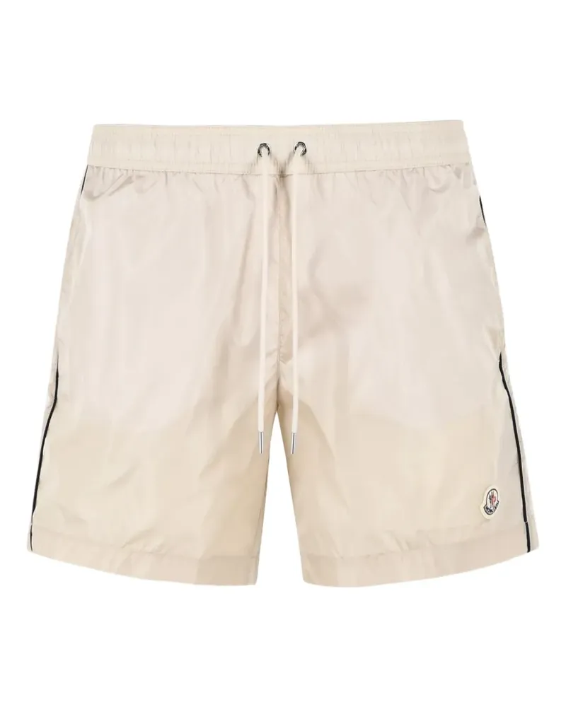 Moncler logo-patch drawstring swim shorts - Nude Nude