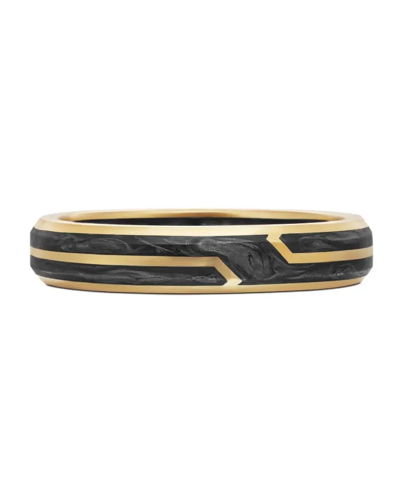 David Yurman 18kt Forged Carbon Gelbgoldring 4mm - Schwarz Schwarz