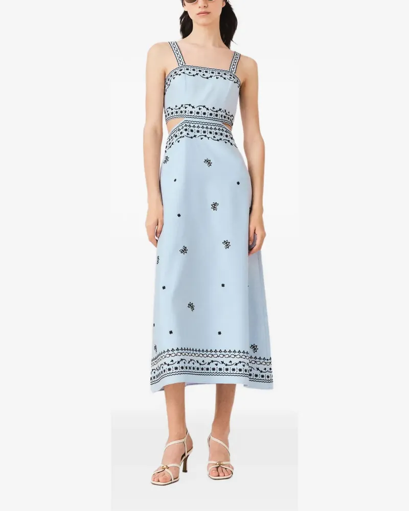 Maje Midikleid mit Blumenstickerei - Blau Blau