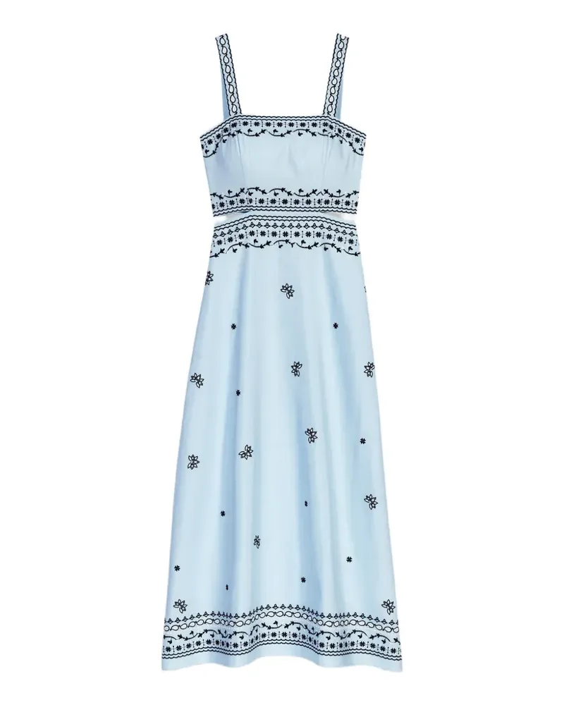 Maje floral-embroidered midi dress - Blau Blau