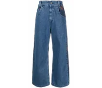 Cropped-Jeans mit Rosenstickerei