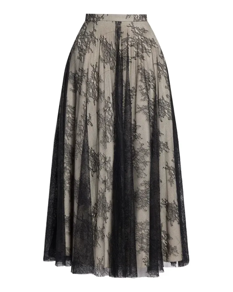 Erdem floral-lace A-line skirt - Nude Nude